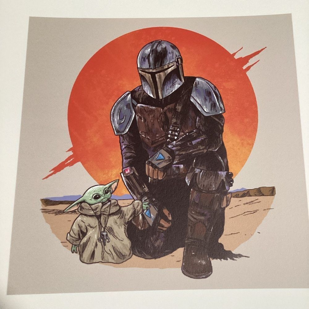 Society6 "the Mandalorian And The Child" By Hillary White‎ Mini Art Print New